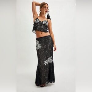 NWT Free People Bali Meet Me At Midnight Set in Black Combo